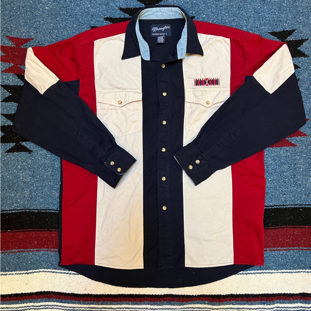 Vintage Color Block Wrangler Pearl Snap